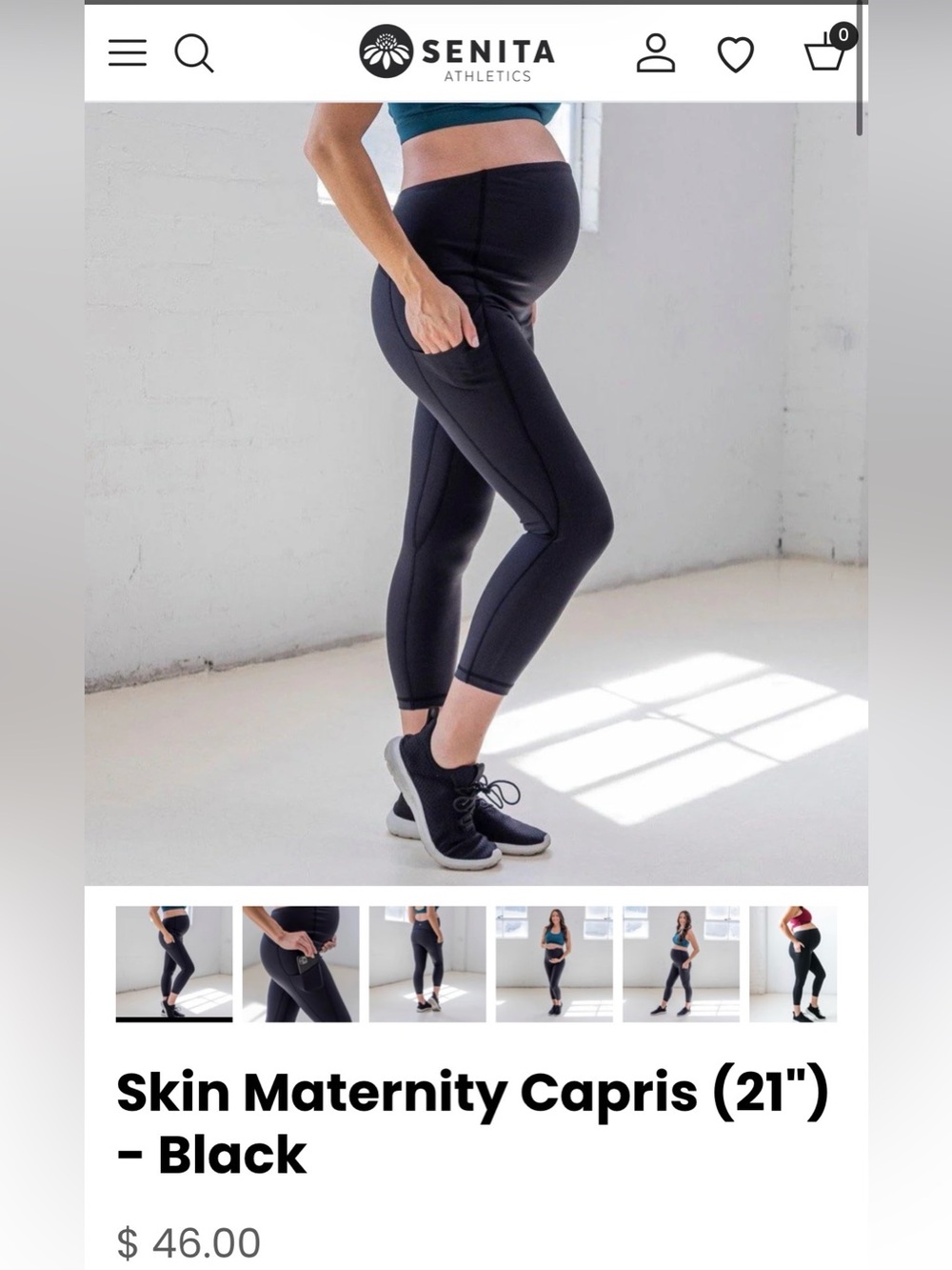 Senita Skin Maternity Workout 21” Capris in Black Size XL